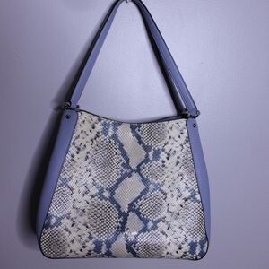 Kate Spade Leila Medium Snake Embossed Triple Shoulder Bag Muted Blue